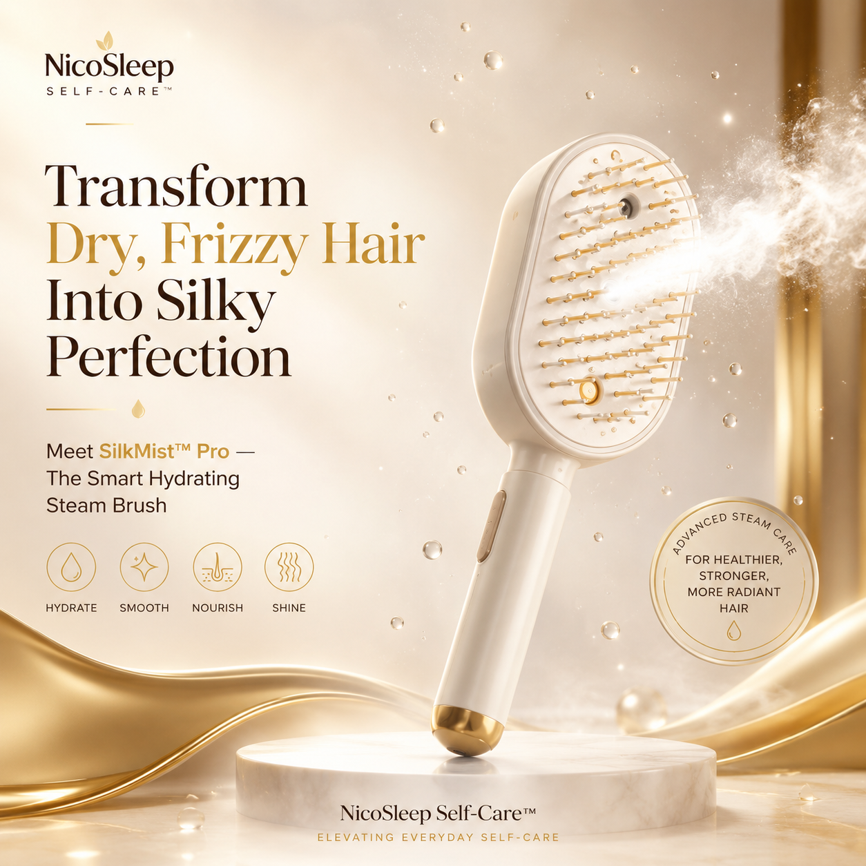 3-in-1 Steam Mist Hair Brush™ – Hydrate, Detangle & Massage in One Stroke