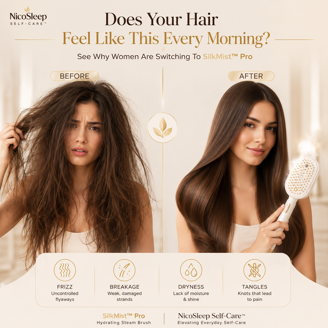 3-in-1 Steam Mist Hair Brush™ – Hydrate, Detangle & Massage in One Stroke