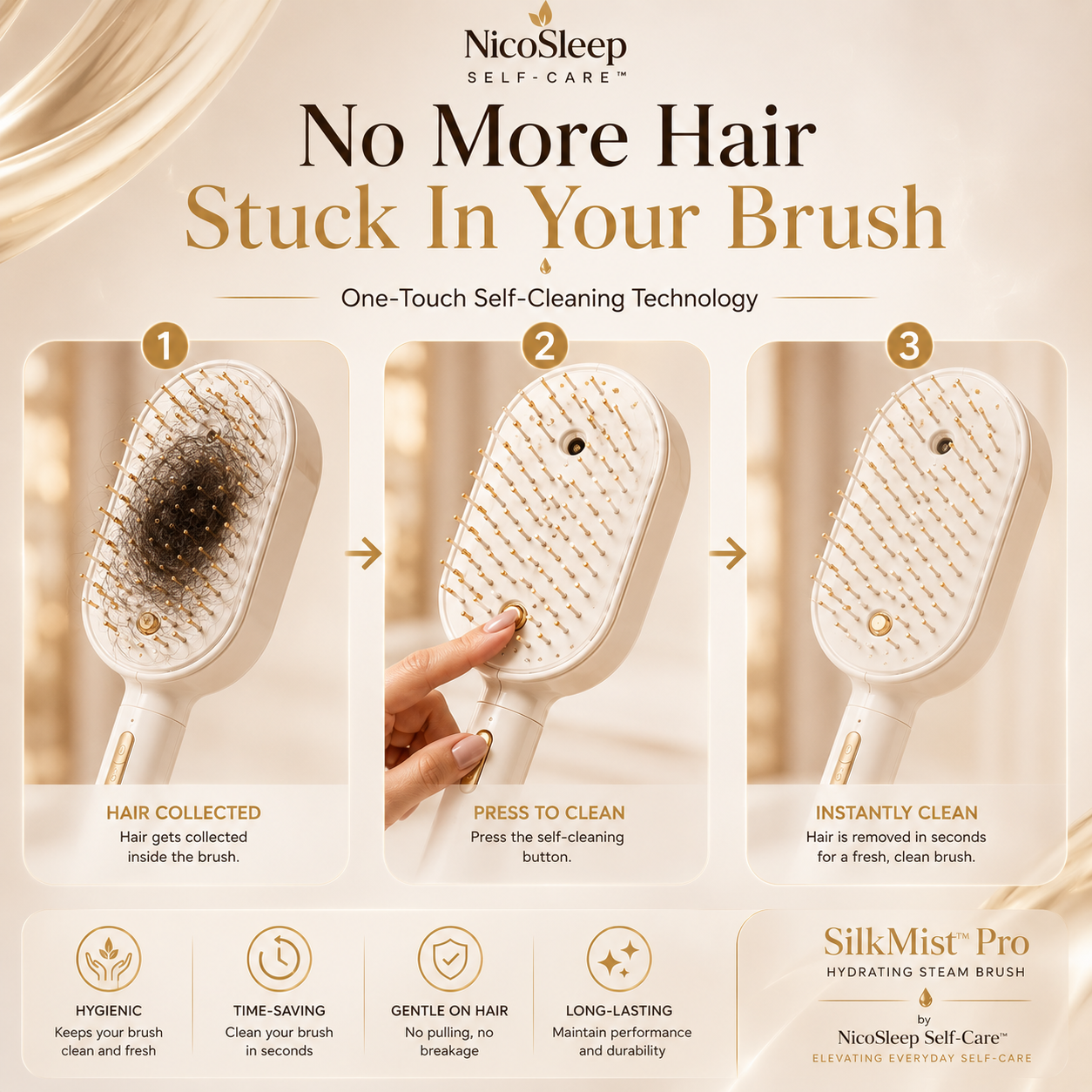 3-in-1 Steam Mist Hair Brush™ – Hydrate, Detangle & Massage in One Stroke
